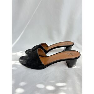 Aquatalia Nadeen Black Suede Block Kitten Heel Mules 9 Vero Cuoio Classy Italian